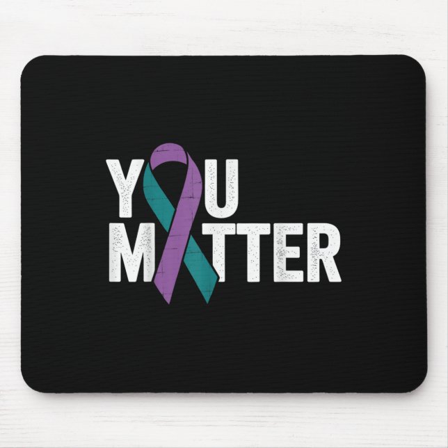 You - Suicide Prevention Teal Purple Awareness Rib Mouse Mat (Front)