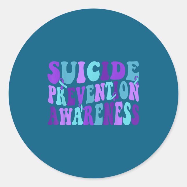You Suicide Prevention Teal Purple Awareness Ribbo Classic Round Sticker (Front)