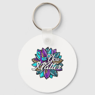 You Sunflower Semicolon Leopard Suicide Prevention Key Ring