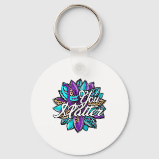 You Sunflower Semicolon Leopard Suicide Prevention Key Ring