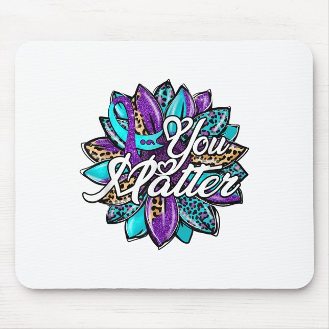 You Sunflower Semicolon Leopard Suicide Prevention Mouse Mat (Front)