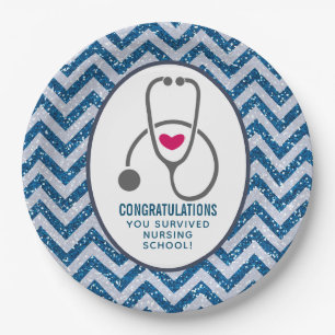 You Survived Nursing School Stethescope Paper Plate
