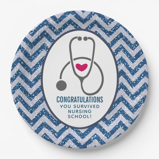 You Survived Nursing School Stethoscope Paper Plate (Front)