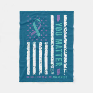 You Teal &amp; Purple Ribbon Suicide Prevention Aw Fleece Blanket