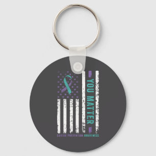 You Teal & Purple Ribbon Suicide Prevention Aw Key Ring