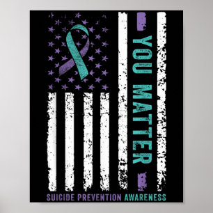 You Teal &amp; Purple Ribbon Suicide Prevention Aw Poster