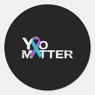 You Teal Purple Awareness Ribbon Suicide Preventio Classic Round Sticker