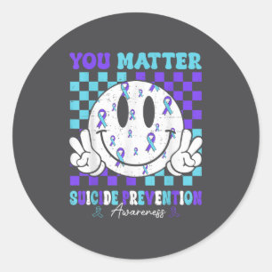 You Teal Purple Ribbon Suicide Prevention Awarenes Classic Round Sticker