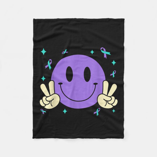 You Teal Purple Ribbon Suicide Prevention Awarenes Fleece Blanket (Front)