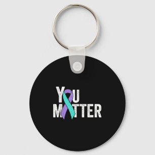 You Teal Purple Ribbon Suicide Prevention Awarenes Key Ring