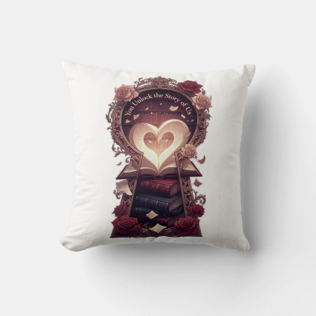 You Unlock the Story of Us Library Gifts T-Shirt Cushion (Front)