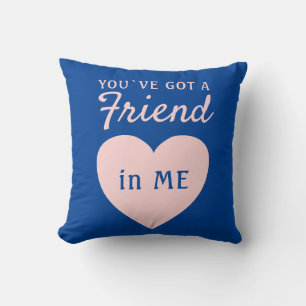 You`ve got a Friend Blue Pink Heart Friendship Cushion