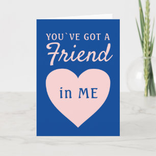You`ve got a Friend Blue Pink Heart Friendship Holiday Card