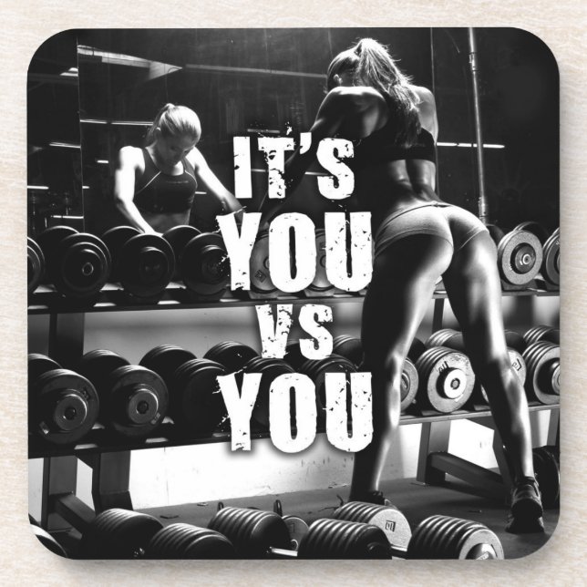 YOU vs YOU - Women's Workout Motivational Coaster (Front)