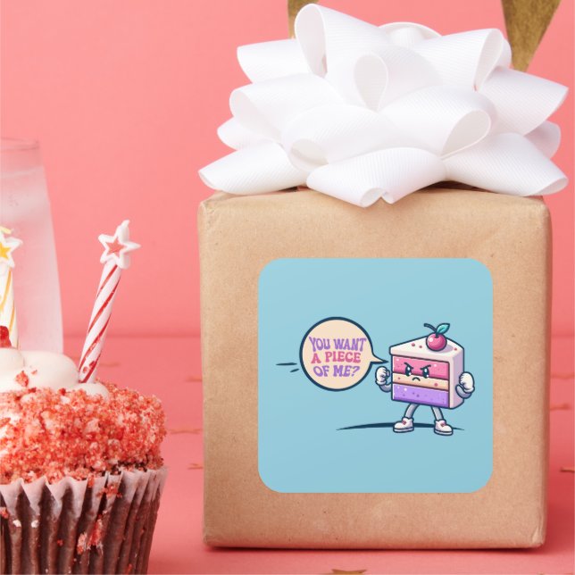 You Want a Piece of Me Cake Funny Cute Stickers (Party)