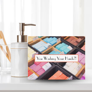 You Washing Your Hands?! Colourful French Soaps Postcard
