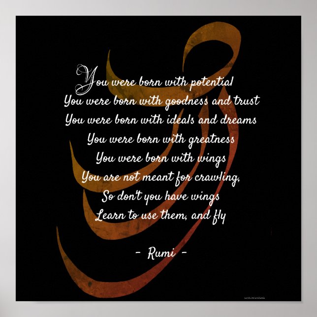 You were born with wings Rumi wisdom Poster (Front)