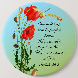 You will keep him in perfect peace Bible Verse 6 Cm Round Badge
