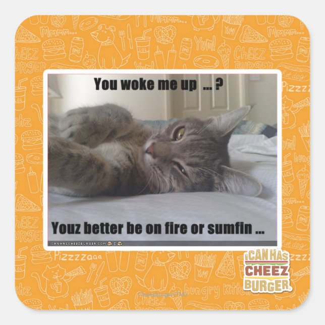 You woke me up square sticker (Front)