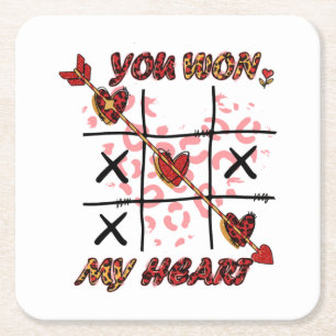 You Won My Heart   Valentines Day Square Paper Coaster