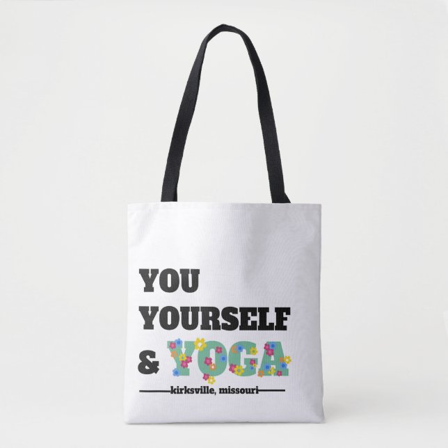 You, Yourself, and Yoga Floral Tote Bag (Front)
