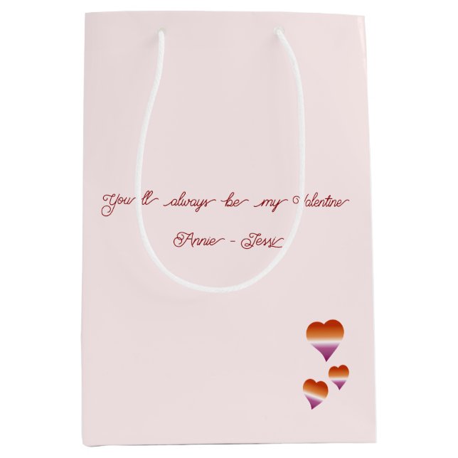 You'll Always Be My Valentine Lesbian Hearts Flag Medium Gift Bag (Front)