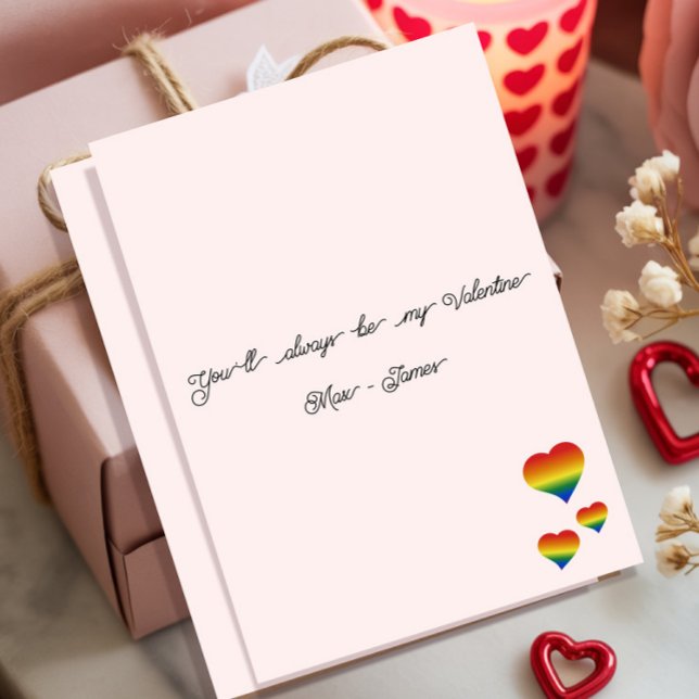 You'll Always Be My Valentine LGBT Heart Flag Flat Holiday Card (Creator Uploaded)