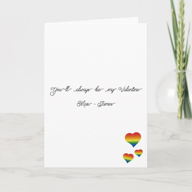 You'll Always Be My Valentine LGBT Hearts Flag Holiday Card (Front)