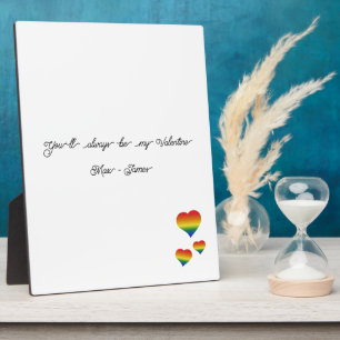 You'll Always Be My Valentine LGBT Hearts Flag Plaque