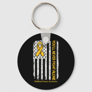 You'll Never Fight Alone Flag Childhood Cancer Awa Key Ring