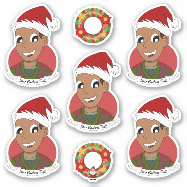 Young African American man Christmas cartoon (Front)
