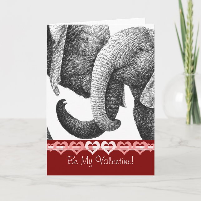 Young African Elephants Valentine Card (Front)