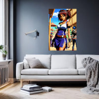 Young African Lady blue white dress | AI Art