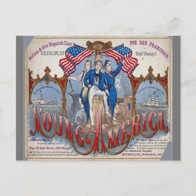 Young America Clipper Sailing ship Postcard (Front)