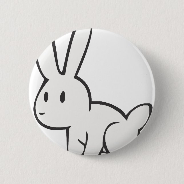 Young and Cute White Rabbit 6 Cm Round Badge (Front)