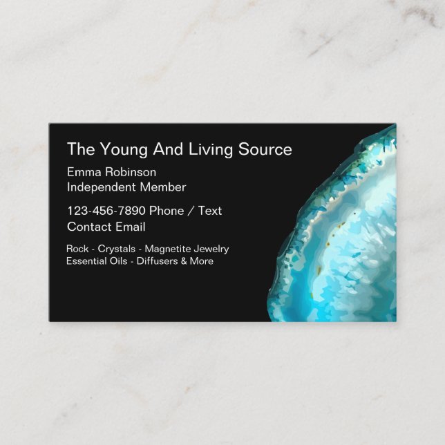 Young And Living Rocks Crystals Jewellery Rep Business Card (Front)