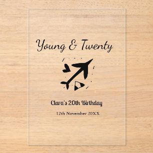 Young and twenty adventure happy birthday add name acrylic invitations