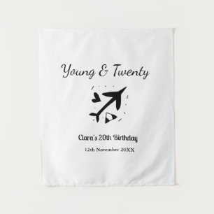 Young and twenty adventure happy birthday add name tapestry