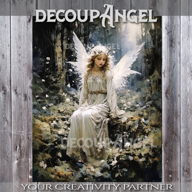 Young Angel in Forest Serenity - Decoupage - Tissue Paper (Creator Uploaded)