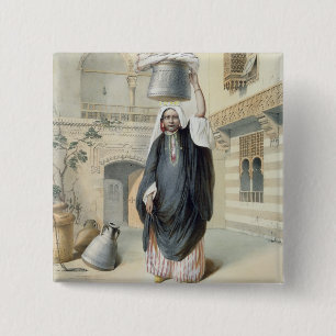 Young Arab Girl Returning from the Hammam in Cairo 15 Cm Square Badge