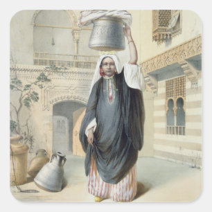 Young Arab Girl Returning from the Hammam in Cairo Square Sticker