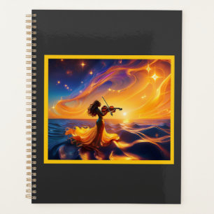 Young Asian Girl Playing Violin Surreal Scene Planner