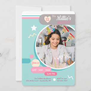 Young at Heart 1 Photo Birthday Invitation