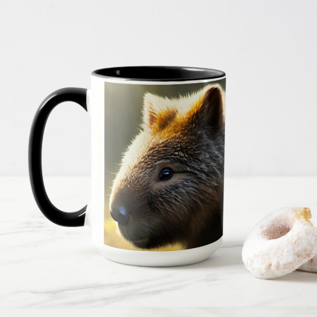 Young Australian Wombat, Coffee Mug (With Donut)
