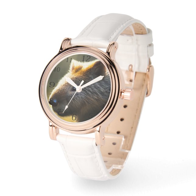 Young Australian Wombat, Compact Mirror Watch (Angle)