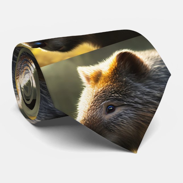 Young Australian Wombat, Neck Tie (Rolled)