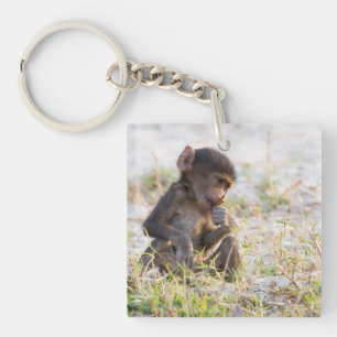 Young Baboon Key Ring