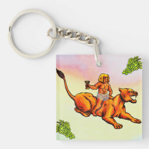 Young Bacchus riding a lioness and green grapes Key Ring