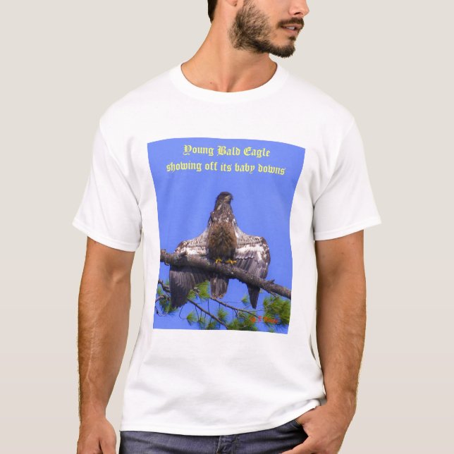 Young Bald Eagle snapshot showing off belly downs T-Shirt (Front)