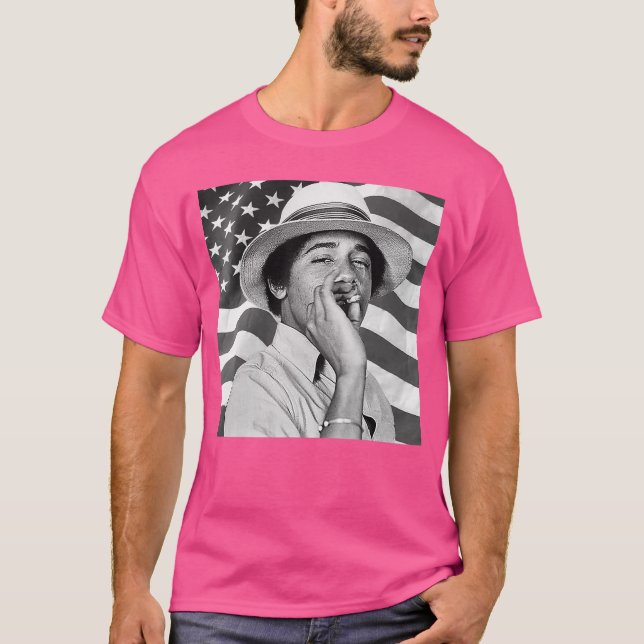Young Barack Obama Patriotic Smoking T-Shirt (Front)